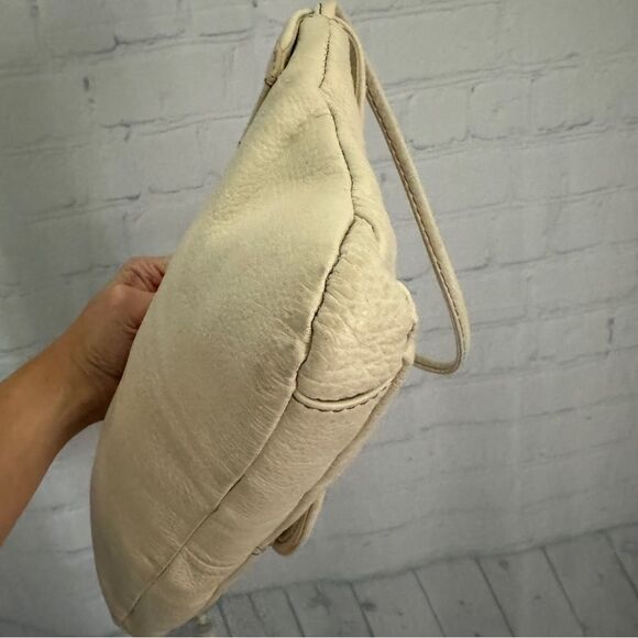 Vince Camuto ivory pebbled leather studded tassel shoulder bag - Picture 12 of 16